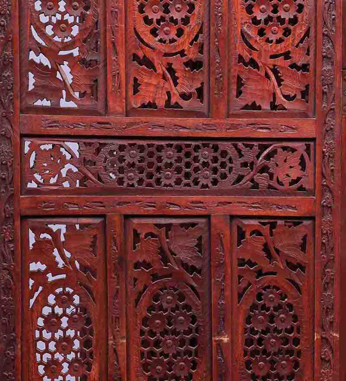 शीशम की लकड़ी में प्राचीन डिज़ाइन रूम सेपरेटर दृश्य 3