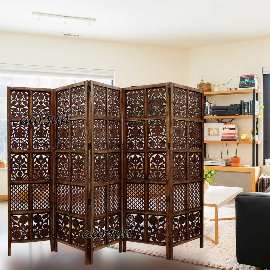 Room Divider 5 Panel in Mango Wood & MDF view 5