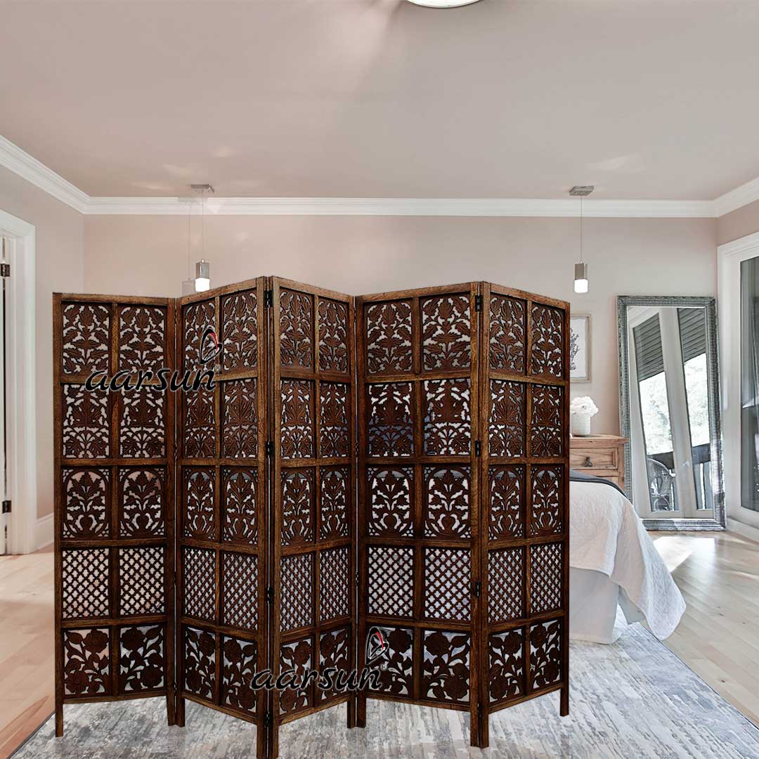 Room Divider 5 Panel in Mango Wood & MDF view 8