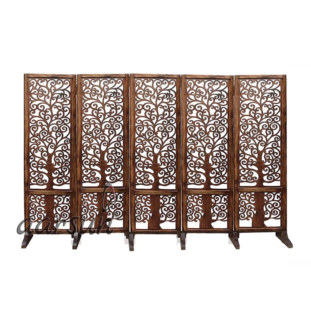 Tree Design 5 Panel Partition with Stand