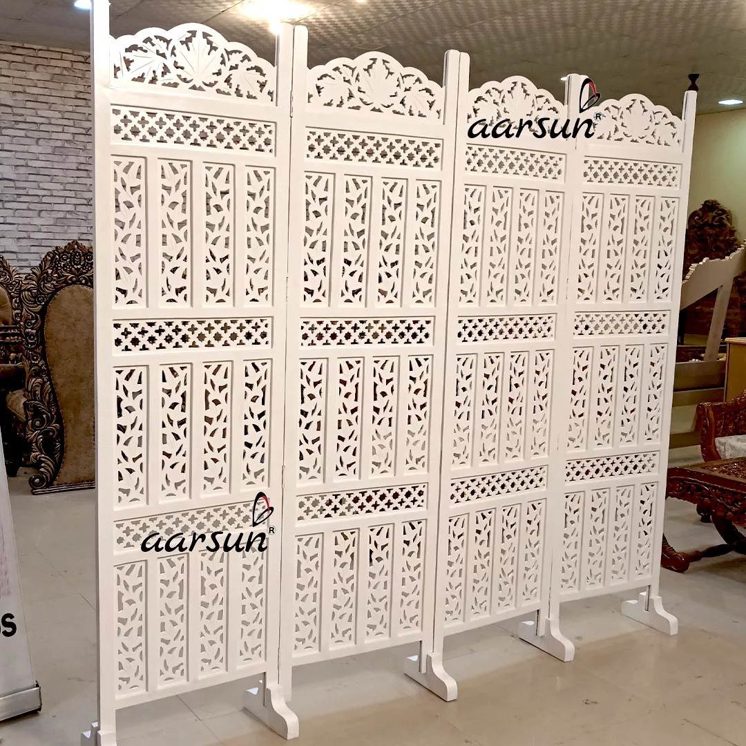 White Living Room Partition with Stands view 4