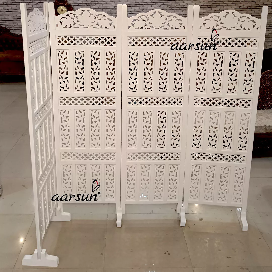 White Living Room Partition with Stands view 5