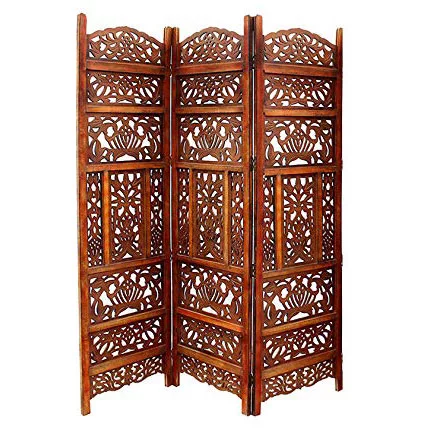 Wooden Partition Leaf Design in 3 Panel