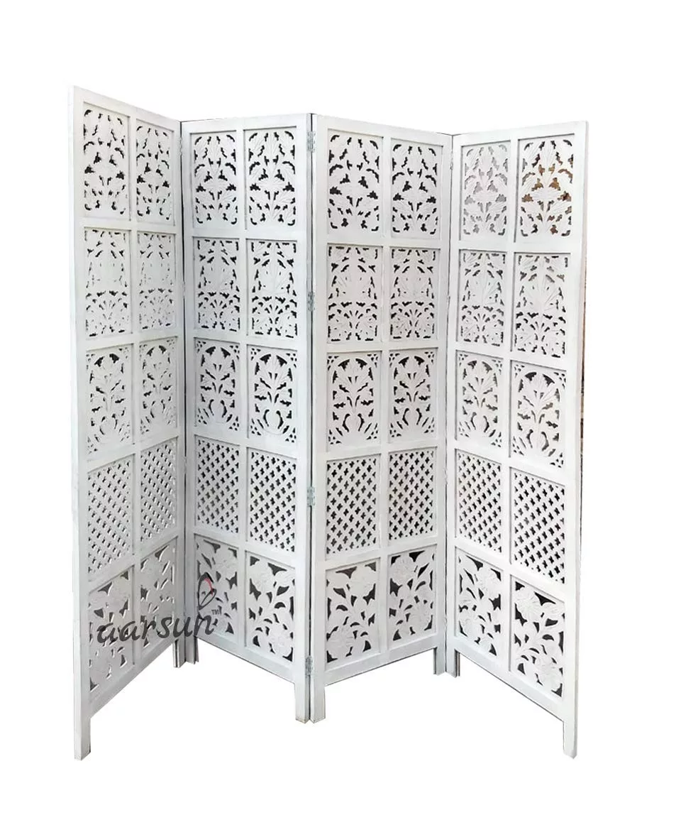 Wooden Room Divider in Satin White